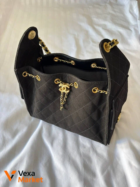 Chanel 25 Small Handbag Suede Black Gold Hardware
