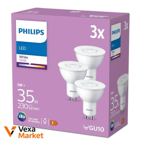 Лампочки LED Philips GU10 White 3000K 3x 3W 35W