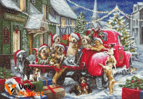 Набор для вышивания Luca-S "Різдво цуценят" 50*35 см