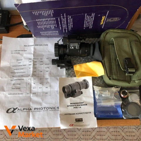 Прилад нічного бачення монокуляр PVS-14 Gen-3 Alpha Photonics Level 1 White Alphamod
