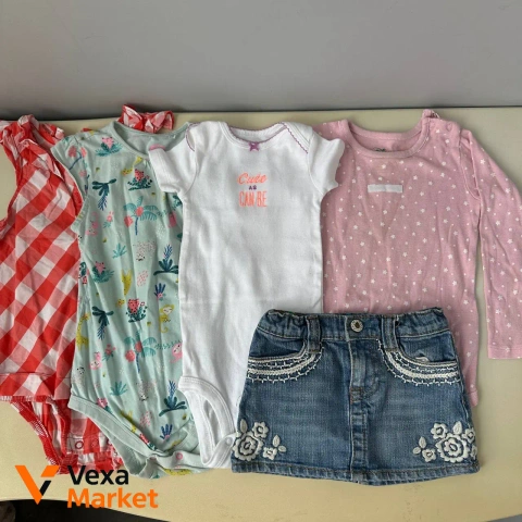 Комплект літнього одягу для дівчинки (боді, майки, спідниця) на 86-92 см