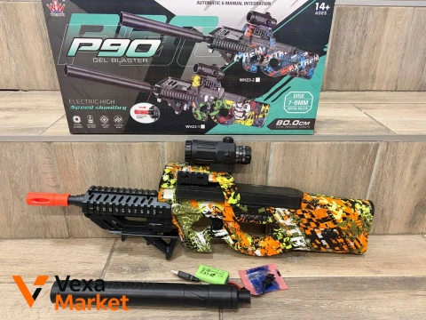 Ігровий автомат P90 Gel Blaster, 80 см, стріляє орбізами, автоматичний/механічний
