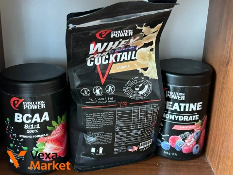 Спортивное питание Evolution Power: Whey Protein Cocktail, BCAA, Creatine Monohydrate