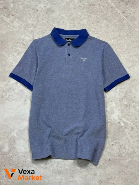 Barbour Mens Pique Polo Shirt Blue Short Sleeve