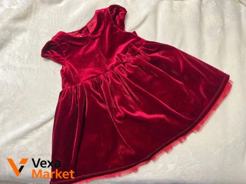 Нарядное велюровое платье H&M для девочки, размер 80-86 см