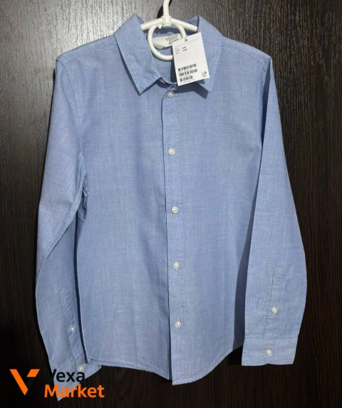 Дитяча сорочка H&M блакитна, розмір 128 (7-8 років), 100% бавовна