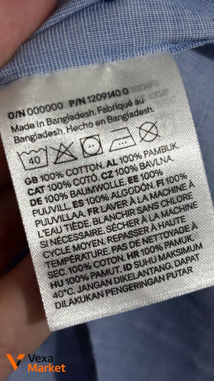 Дитяча сорочка H&M блакитна, розмір 128 (7-8 років), 100% бавовна — фото 4