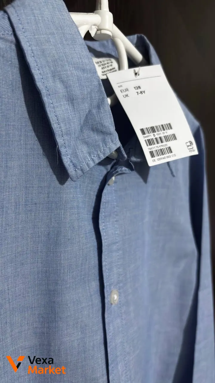 Дитяча сорочка H&M блакитна, розмір 128 (7-8 років), 100% бавовна — фото 6