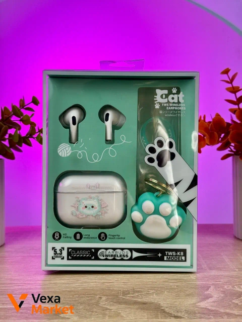 Беспроводные наушники TWS-K8 Bluetooth 5.3 с зарядным кейсом и брелоком