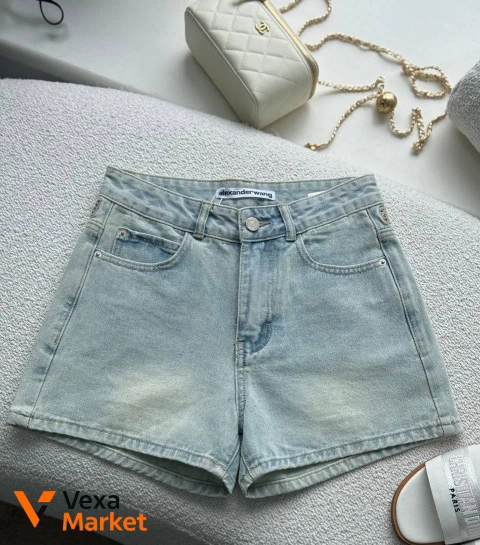 Шорти Alexander Wang білі та блакитні