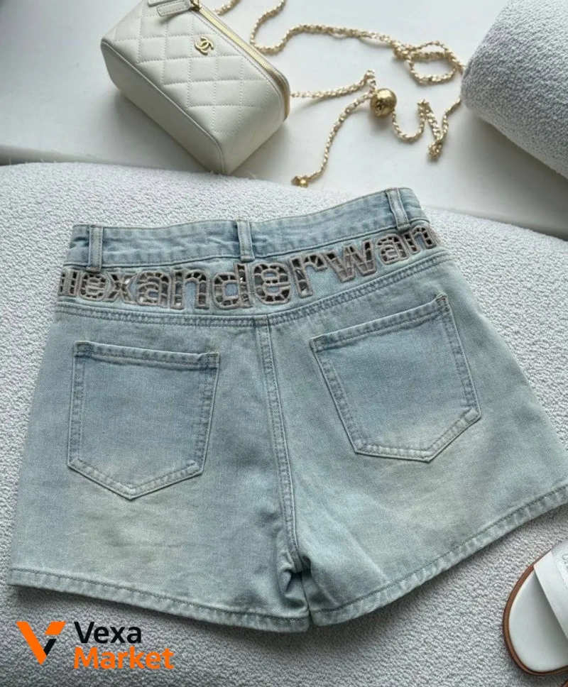 Шорти Alexander Wang білі та блакитні — фото 2