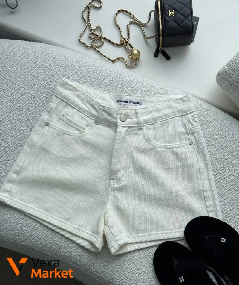 Шорти Alexander Wang білі та блакитні — фото 3