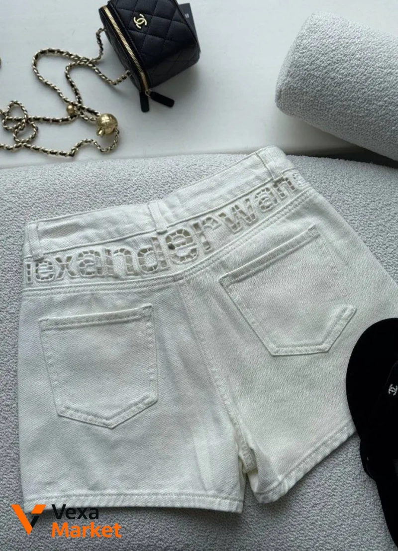 Шорти Alexander Wang білі та блакитні — фото 4