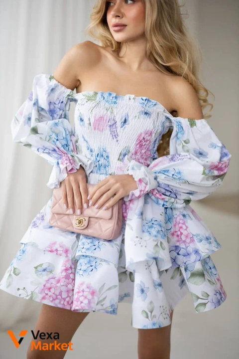 Сукня "Мод. 1001" з принтом квітів, розмір one size, 100% бавовна