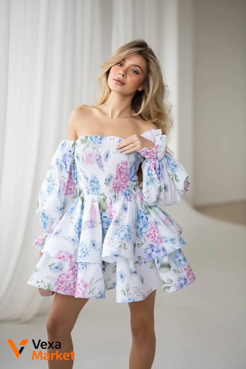 Сукня "Мод. 1001" з принтом квітів, розмір one size, 100% бавовна — фото 3