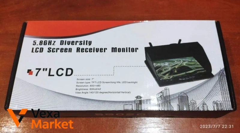 FPV монітор LCD 5802D 7" з відеоприймачем 5.8 GHz, акумулятором і DVR — фото 2