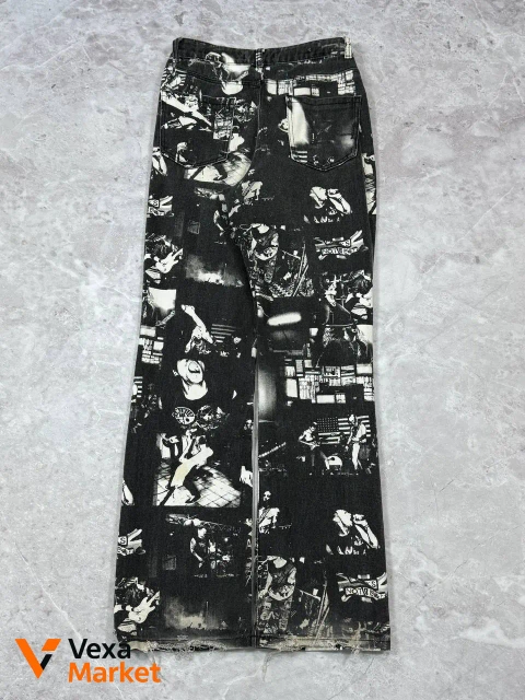 Jaded London Rock Graphic Print Flared Jeans Women W28