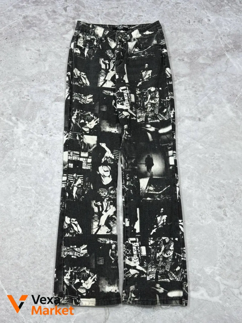 Jaded London Rock Graphic Print Flared Jeans Women W28 — фото 5