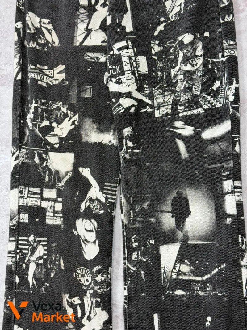 Jaded London Rock Graphic Print Flared Jeans Women W28 — фото 7