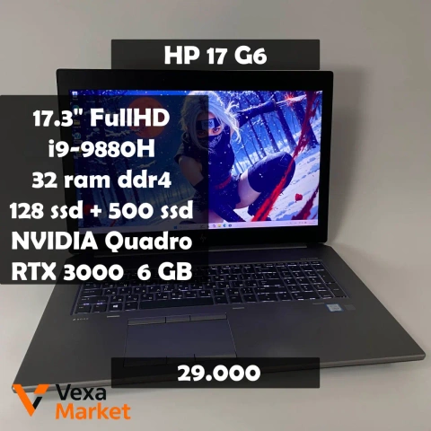 HP zBook 17 G6 Intel Core i9-9880H, 32GB RAM, 628GB SSD, NVIDIA Quadro RTX 3000