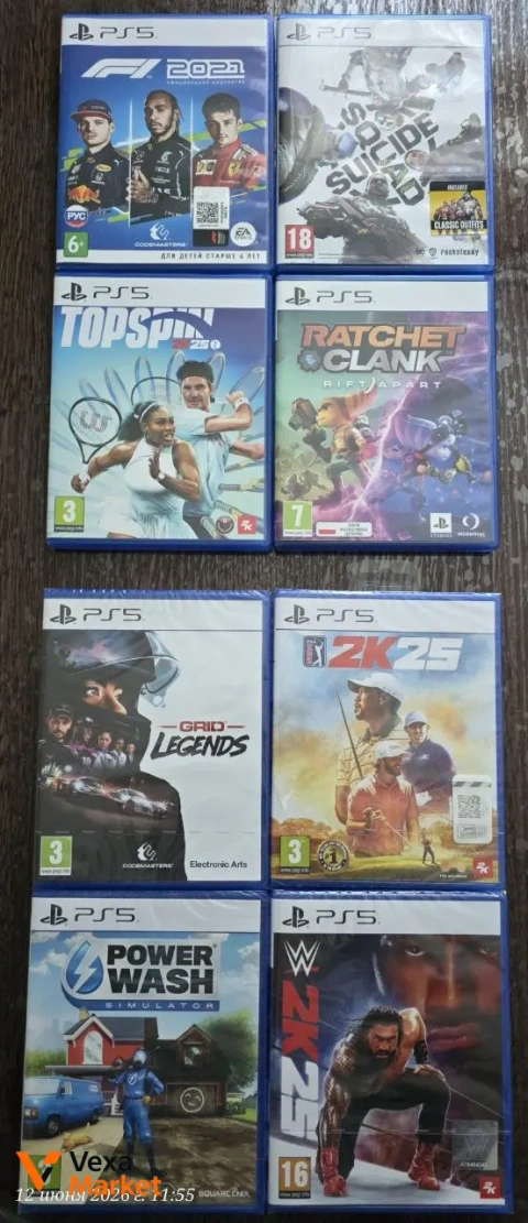 Ігри для PS5: F1 2021, Suicide Squad, TopSpin 2K25, Ratchet & Clank, Grid Legends, Power Wash Simulator, WWE 2K24