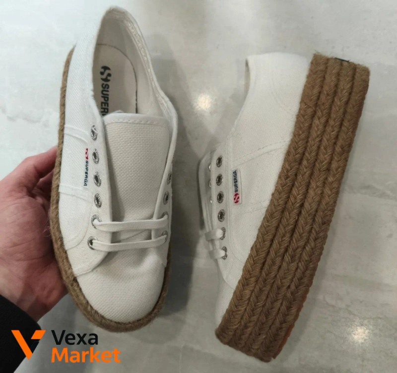 Superga Espadrilles White Canvas Platform Shoes — фото 3