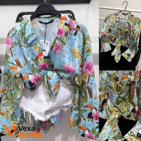 Блуза Zara с принтом туканов и цветов
