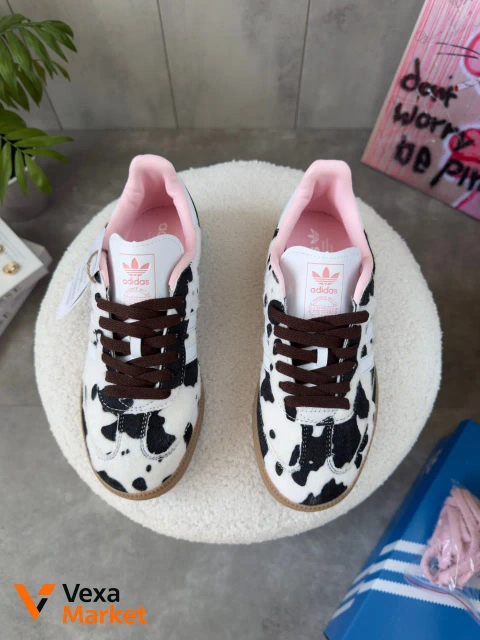 Adidas Samba Cow Print Pink Laces