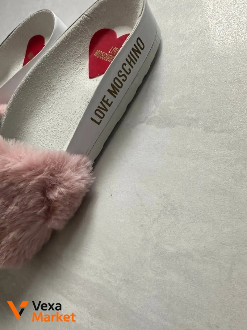 Love Moschino шлепанцы женские розовые с сердцем — фото 3