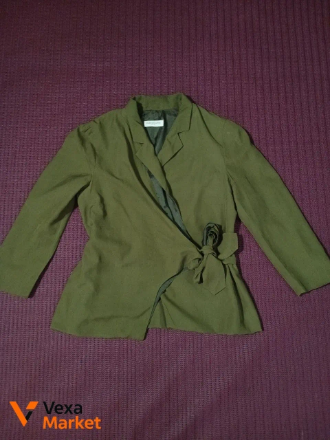 Dries Van Noten wrap silk jacket green size 40