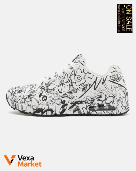 Кросівки Skechers UNO білі з чорним малюнком