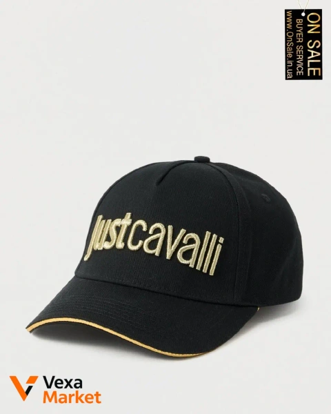 Кепка Just Cavalli чорна з золотистим логотипом