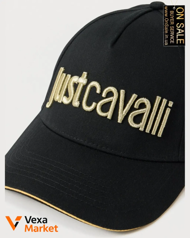 Кепка Just Cavalli чорна з золотистим логотипом — фото 4
