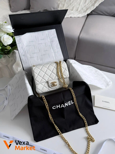 Chanel Classic сумка біла натуральна шкіра