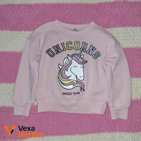 Лонгслів утеплений з принтом "Unicorns" для дівчинки, розмір 104-110