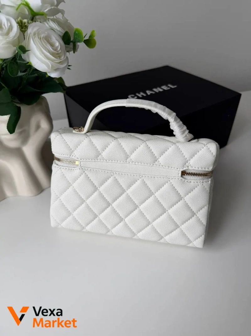 Chanel Classic White Grainy Leather Vanity Case 19.5 x 12 x 5 cm — фото 6