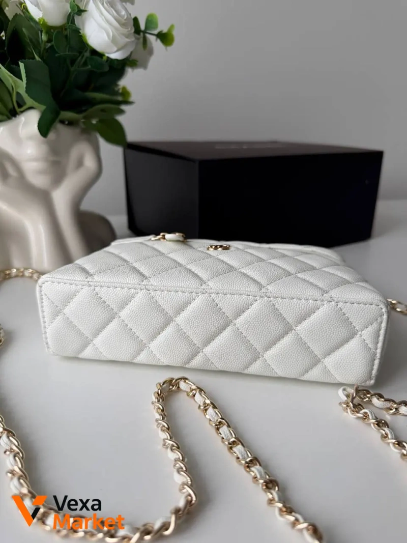 Chanel Classic White Grainy Leather Vanity Case 19.5 x 12 x 5 cm — фото 9