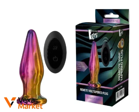 Dream Toys Скляна анальна пробка з вібрацією та пультом керування (80070)