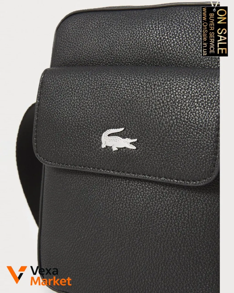 Чоловіча сумка через плече Lacoste чорна — фото 4