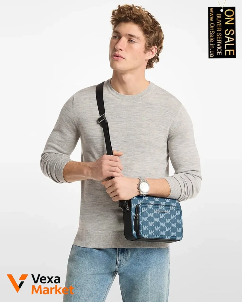 Чоловіча сумка Michael Kors планшет з жакардовим логотипом — фото 4