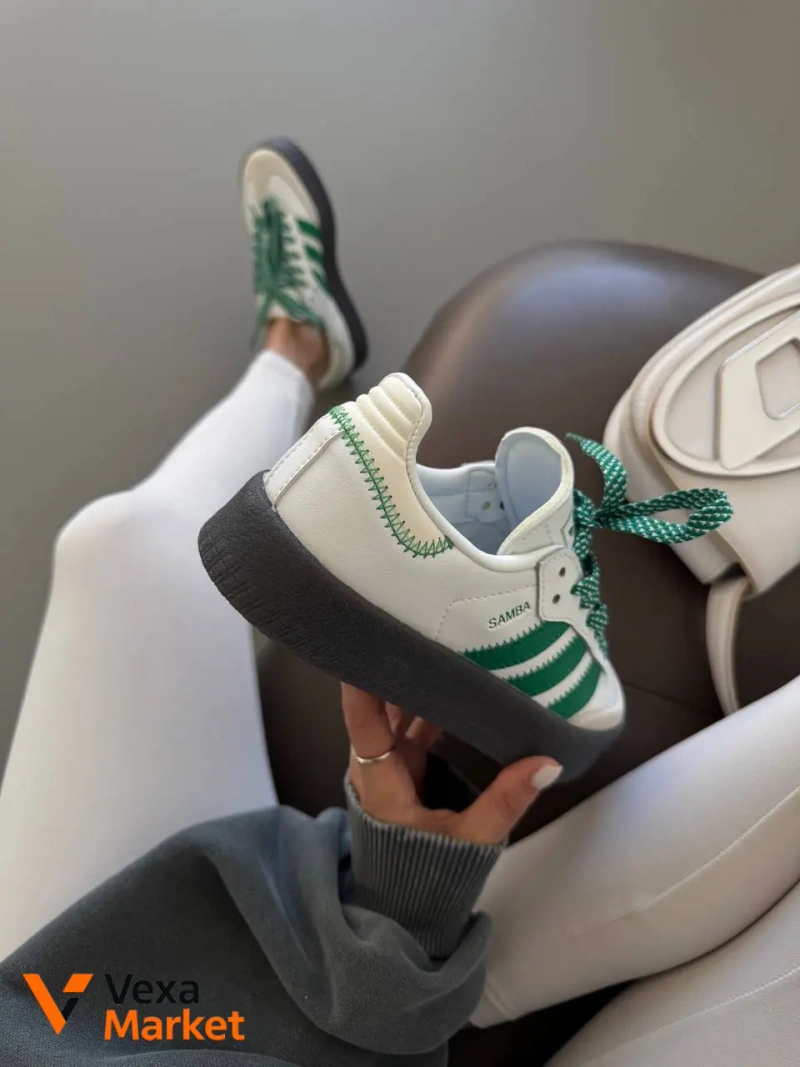 Adidas Samba Platform White / Green premium шкіра розміри 36-41 — фото 3