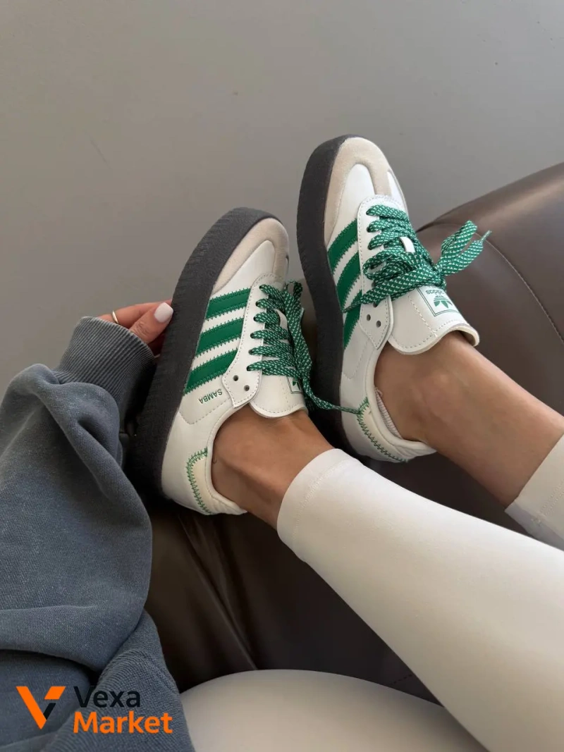 Adidas Samba Platform White / Green premium шкіра розміри 36-41 — фото 4