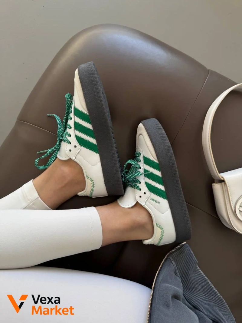 Adidas Samba Platform White / Green premium шкіра розміри 36-41 — фото 5