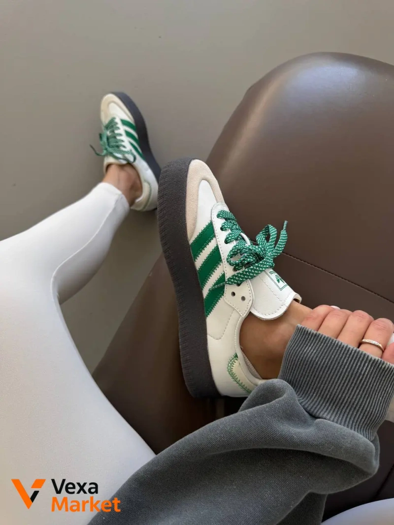 Adidas Samba Platform White / Green premium шкіра розміри 36-41 — фото 6