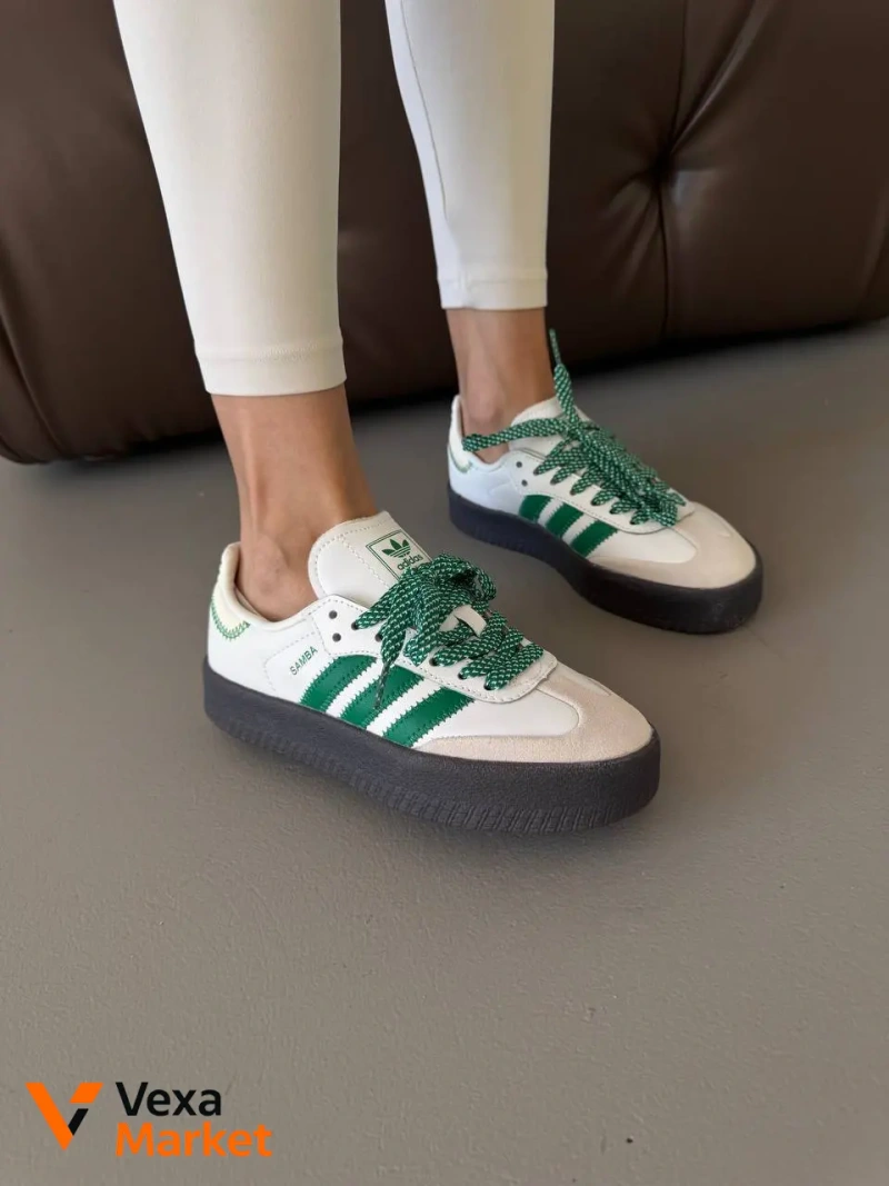 Adidas Samba Platform White / Green premium шкіра розміри 36-41 — фото 7