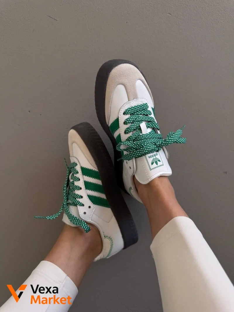 Adidas Samba Platform White / Green premium шкіра розміри 36-41 — фото 9