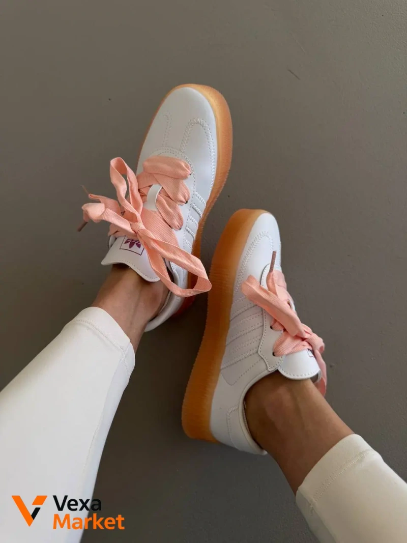 Adidas Samba Platform White / Peach premium шкіра — фото 2