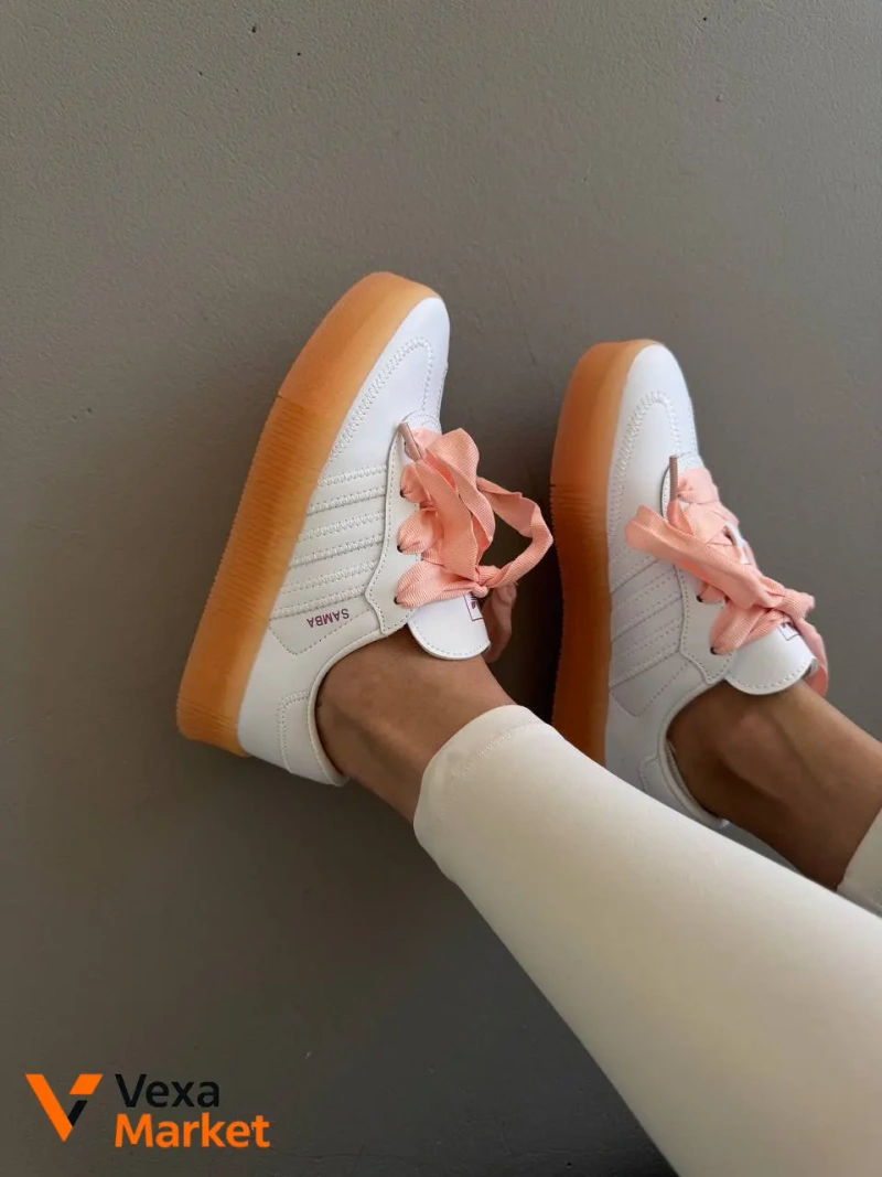 Adidas Samba Platform White / Peach premium шкіра — фото 3