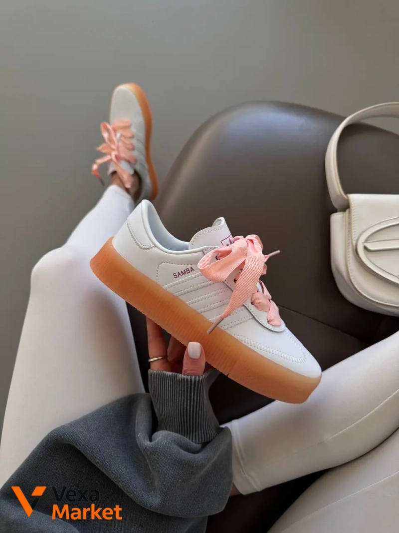 Adidas Samba Platform White / Peach premium шкіра — фото 4