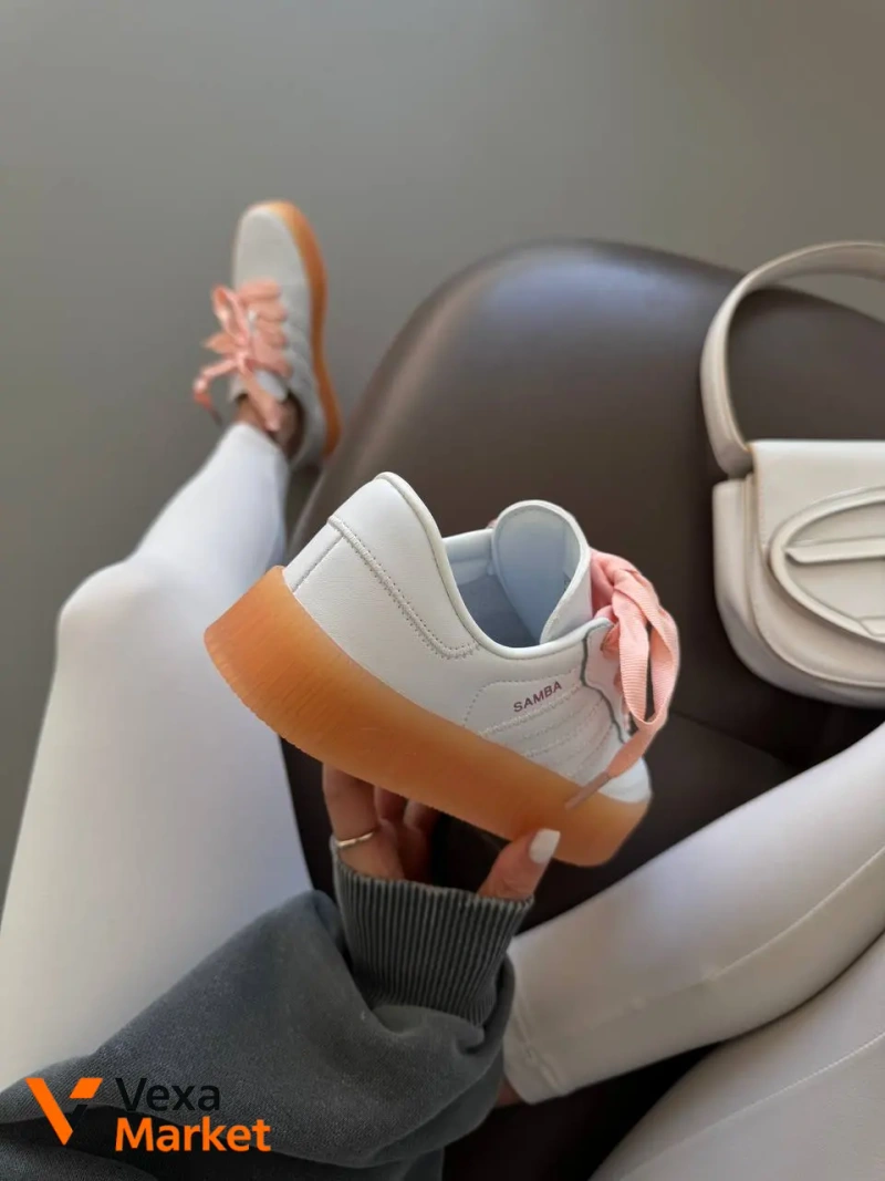 Adidas Samba Platform White / Peach premium шкіра — фото 5